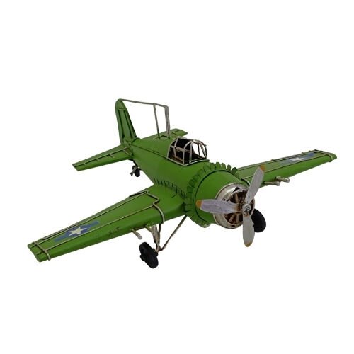 Retro Metal Uçak Yeşil 24x32cm