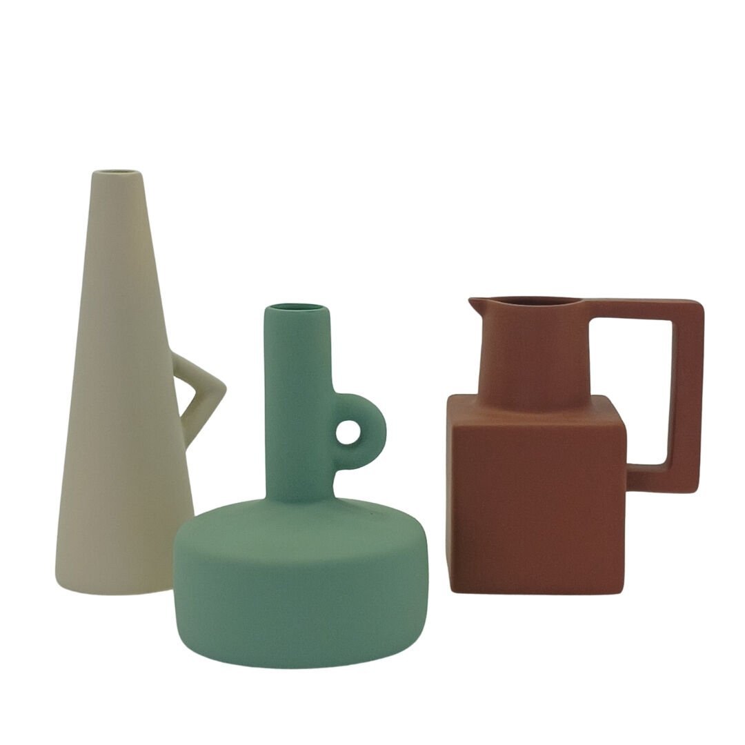 3lü Set Seramik Vazo 10x28cm