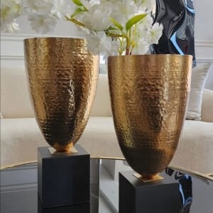 2li Set Metal Vazo Gold Eskitme 15x29cm