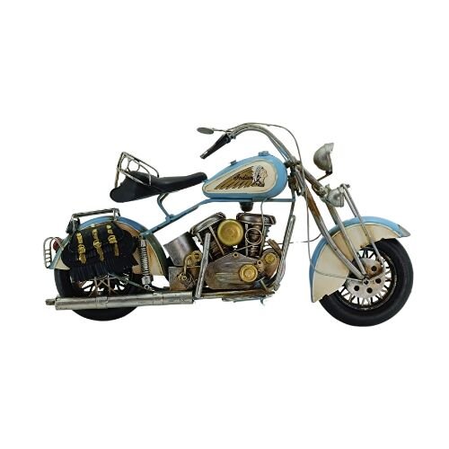 Retro Metal Motosiklet Mavi 22x40cm
