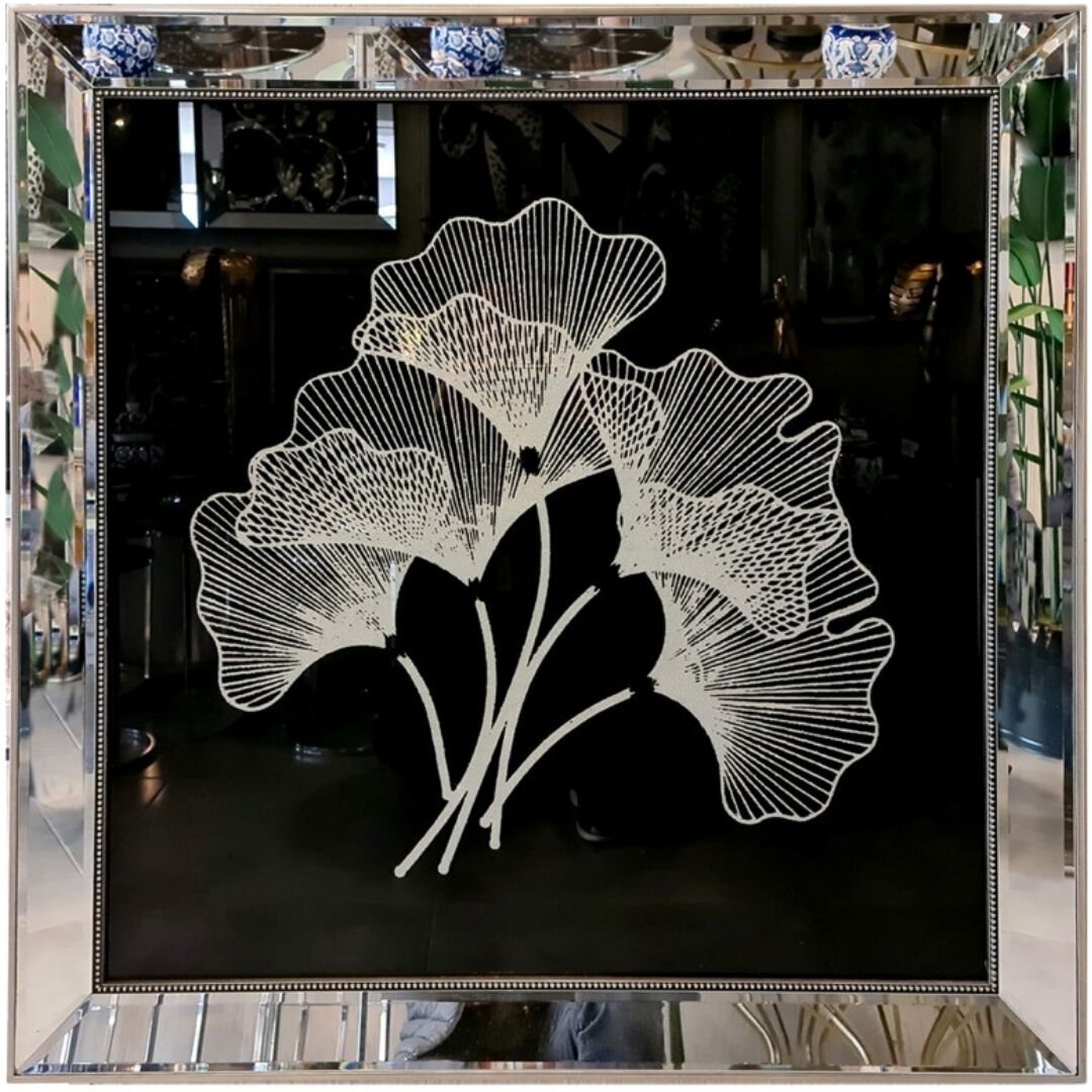 Mantar Gümüş Işıltılı Tablo 94x94 cm