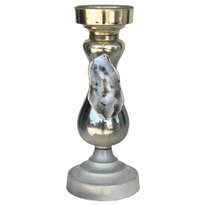 Doğaltaşlı Cam Şamdan 17x41cm