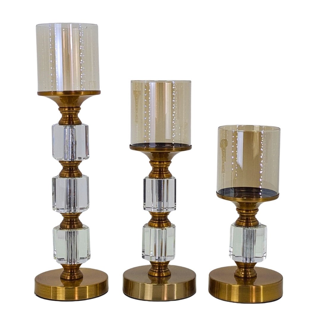 3lü Set Kristal Şamdan 11x39cm