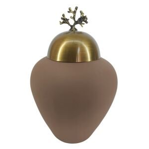Metal Kapaklı Vazo Kahve 20x35cm