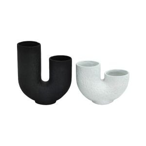 2li Set U Vazo 20x25cm Siyah Beyaz