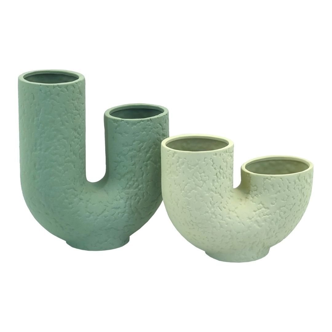 2li Set U Vazo 20x25cm Krem Yeşil