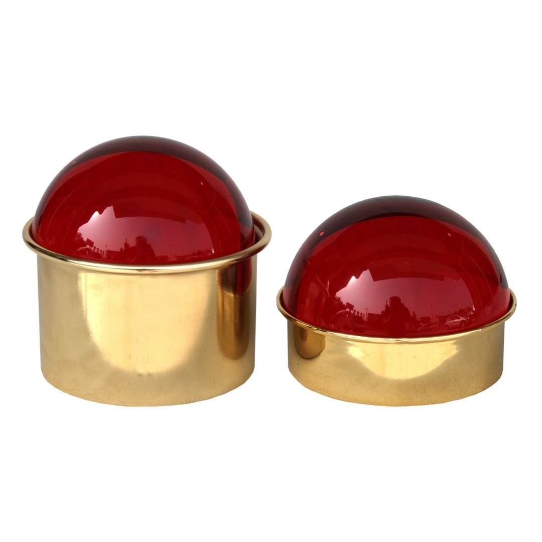 2li Set Metal Kristal Obje Kırmızı 11x11cm