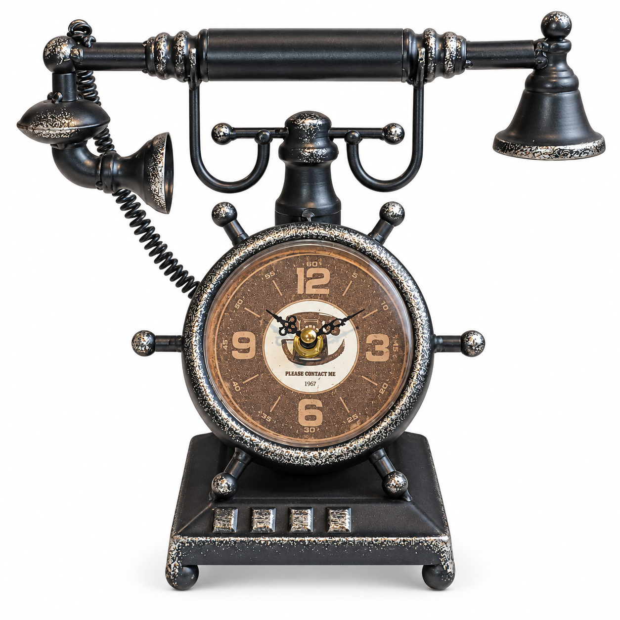 Retro Telefon Masa Saati 25x30cm