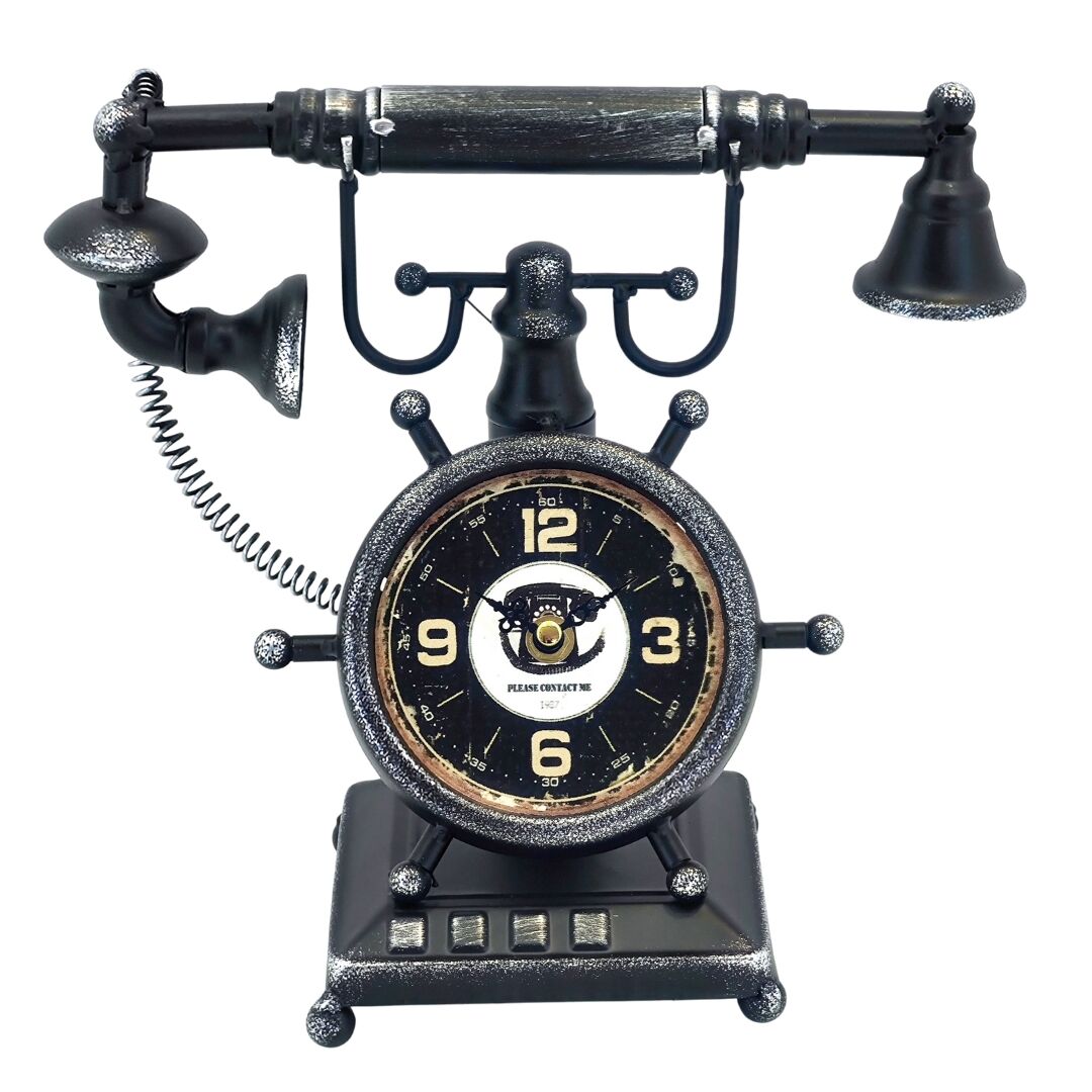Metal Telefon Saat 25x28cm