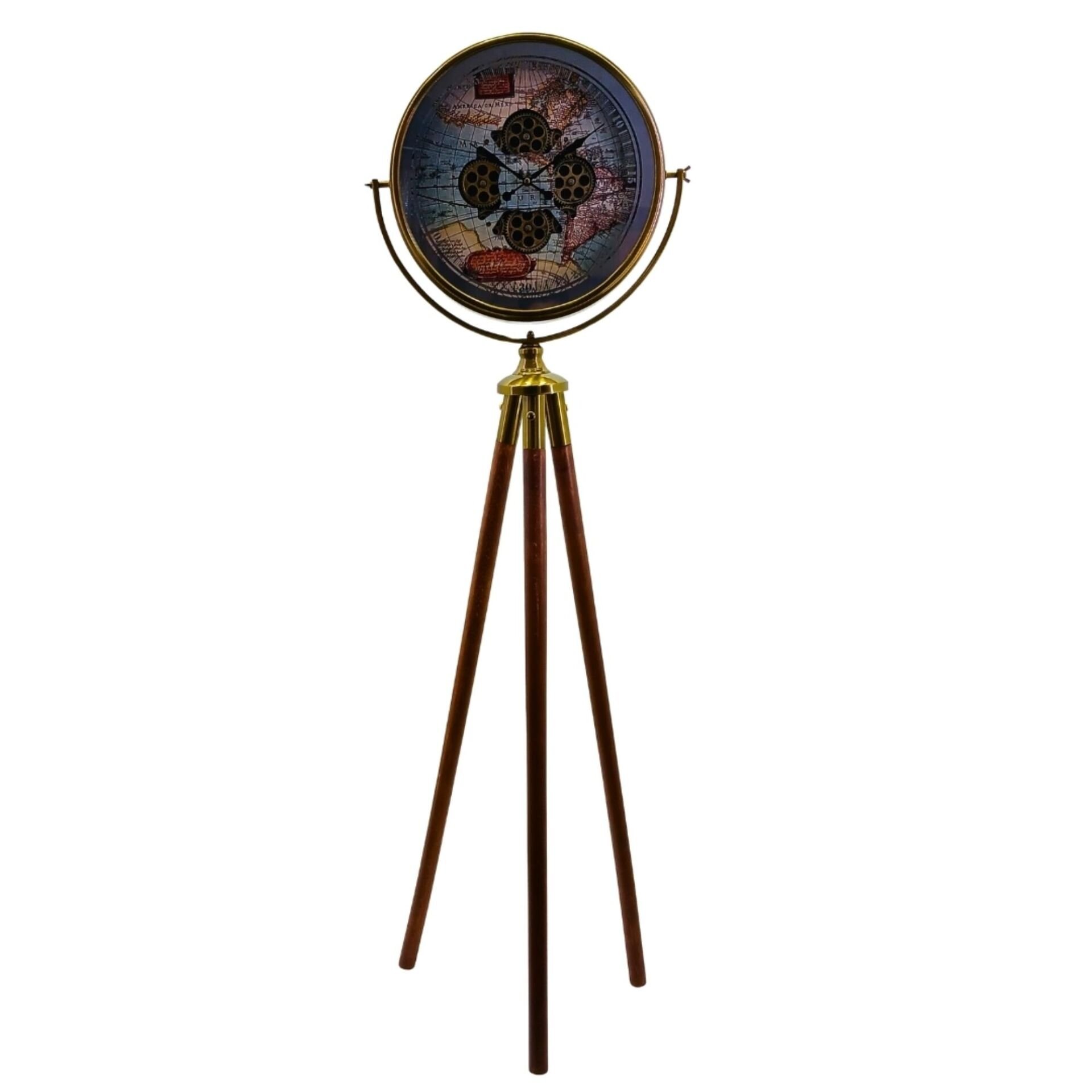 Ledli Çarklı Eskitme Tripod Saat 52x170cm