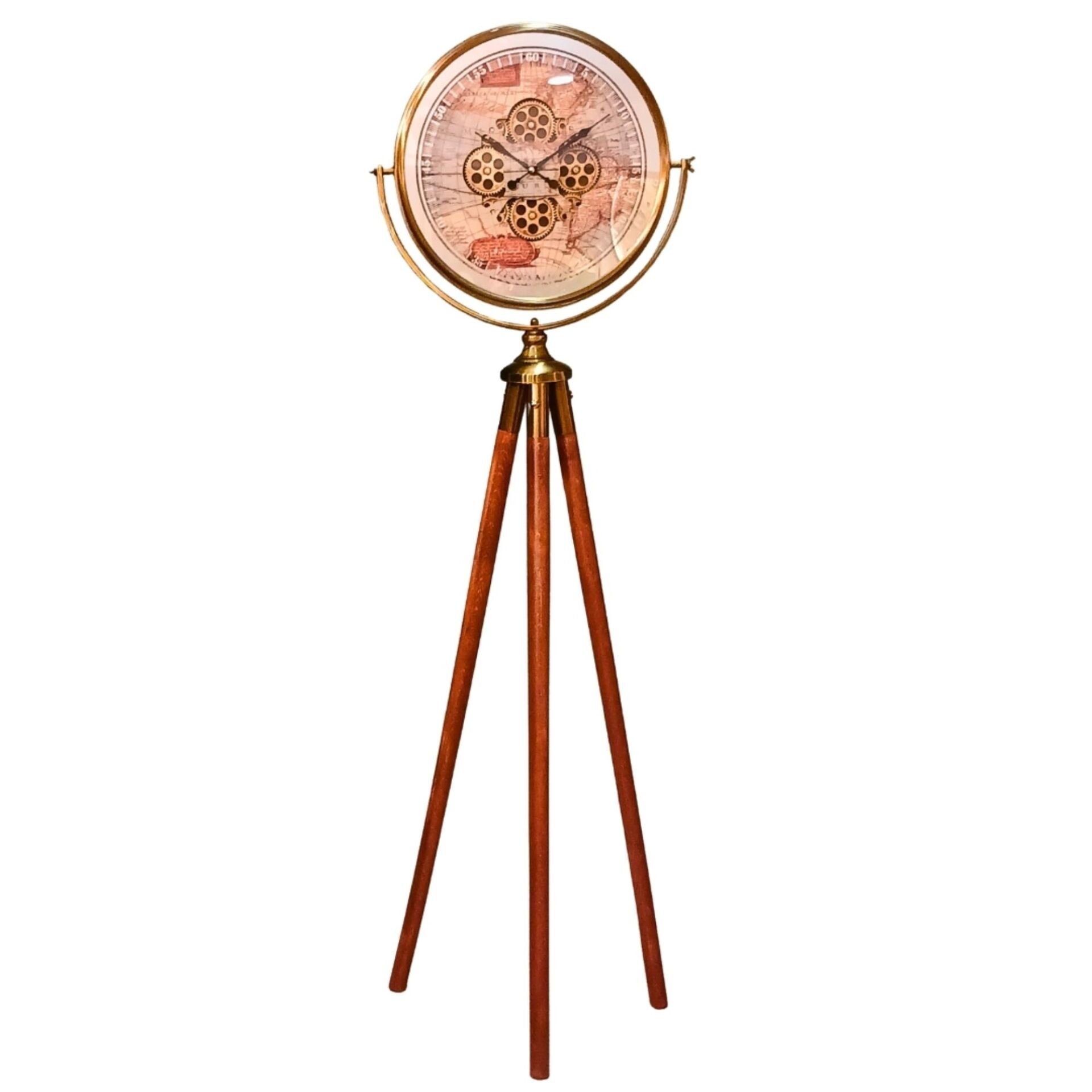 Ledli Çarklı Eskitme Tripod Saat 52x170cm