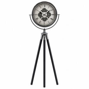 Ledli Çarklı Krom Tripod Saat 52x170cm