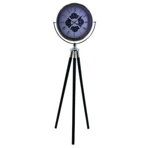 Ledli Çarklı Krom Tripod Saat 52x170cm