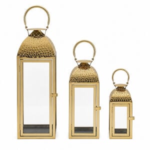 3lü Set Metal Fener Altın 18x64cm
