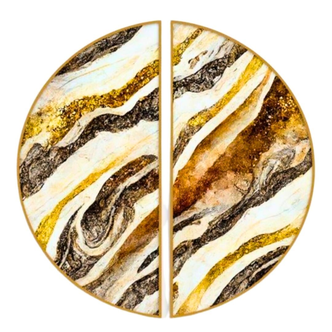 2li Set Epoksi Soyut Tablo 80cm Ø