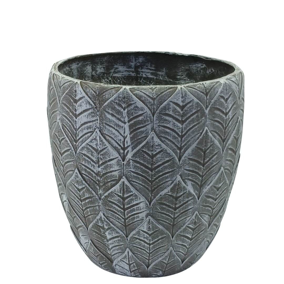 Yaprak Desenli Saksı 35x38cm