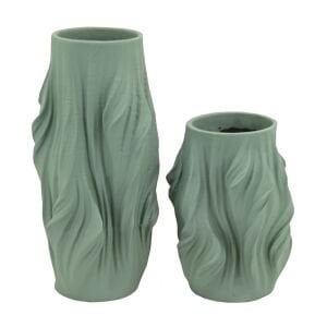 2li Set Buruşuk Vazo 13x29cm Yeşil