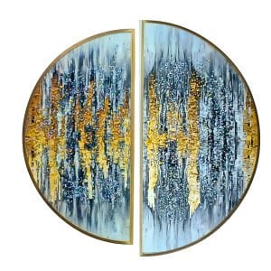 2li Set Yuvarlak Epoksi Tablo 81cm Ø