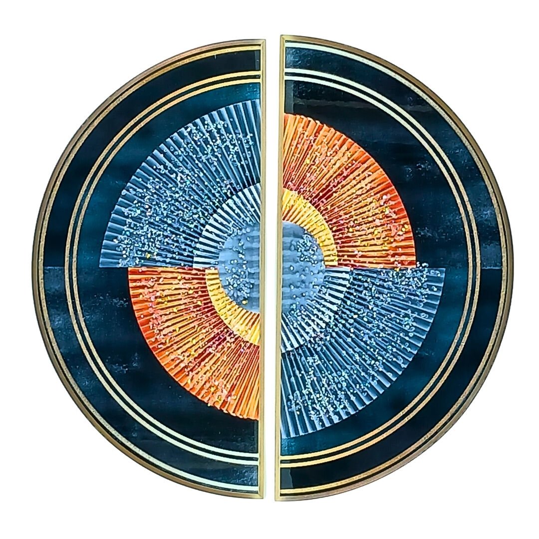 2li Set Yuvarlak Epoksi Tablo 81cm Ø