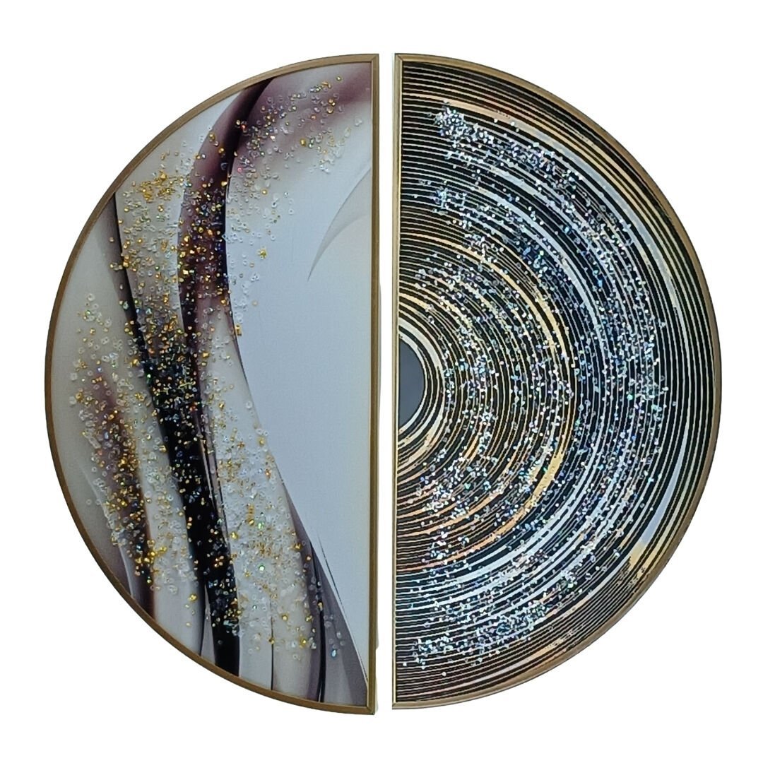 2li Set Epoksi Soyut Tablo 80cm Ø