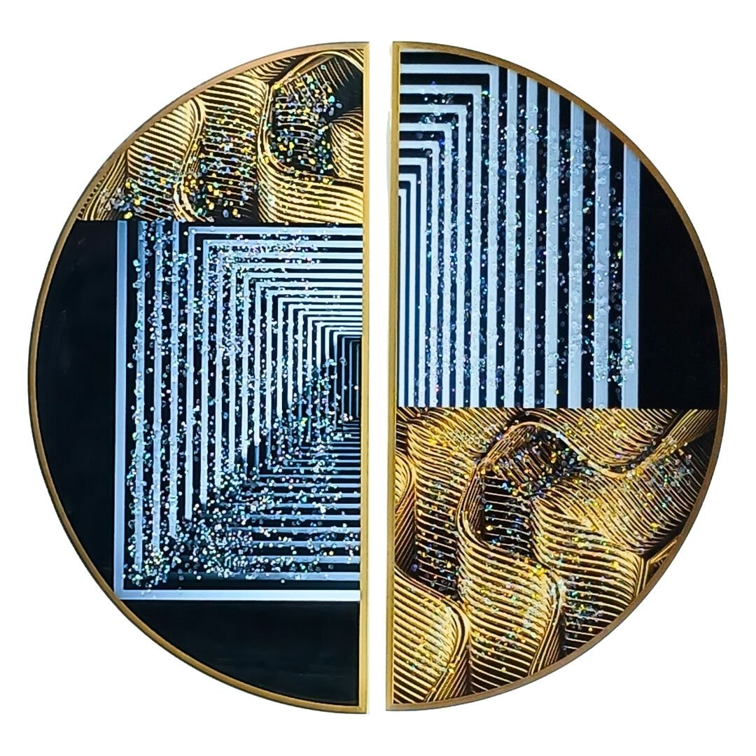 2li Set Yuvarlak Epoksi Tablo 81cm Ø