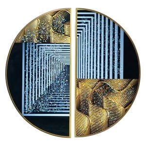 2li Set Epoksi Soyut Tablo 80cm Ø