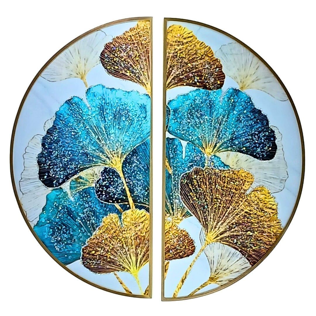 2li Set Yuvarlak Epoksi Tablo 81cm Ø